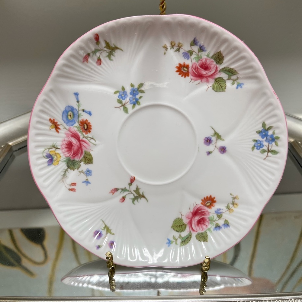 Shelley Bone China Saucer Pink Trim 40